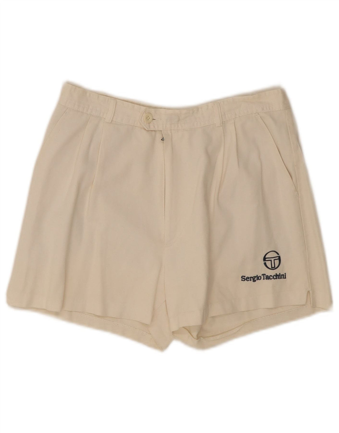 Sergio Tacchini Pantalones cortos chinos para hombre IT 46 Small W28 Blanco