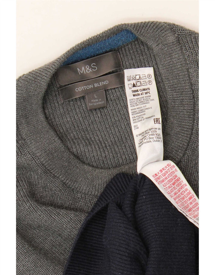 Marks & Spencer - Jersey de cuello redondo para hombre, talla grande, multicolor, a rayas