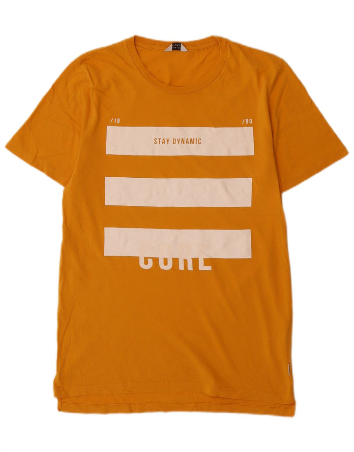 Jack & Jones Hombre Camiseta Gráfica Top Algodón Amarillo Mediano