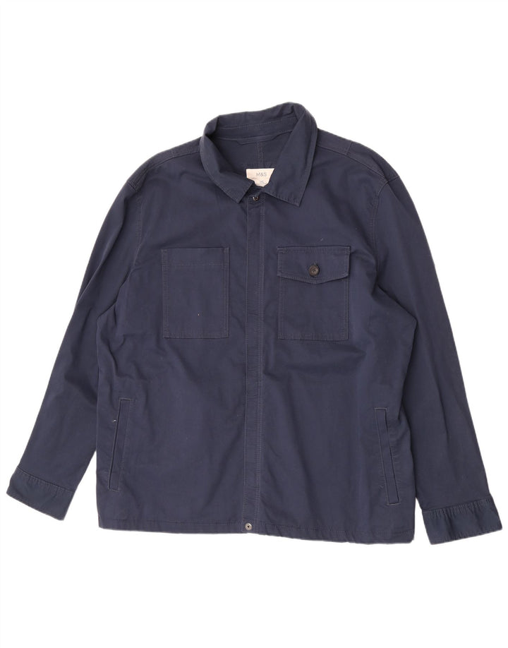 Marks & Spencer - Camisa para hombre, talla 3XL, algodón azul marino