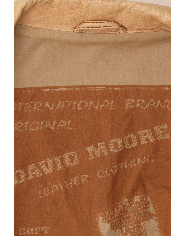 David Moore Chaqueta de cuero para hombre UK 42 XL Marrón Clásico