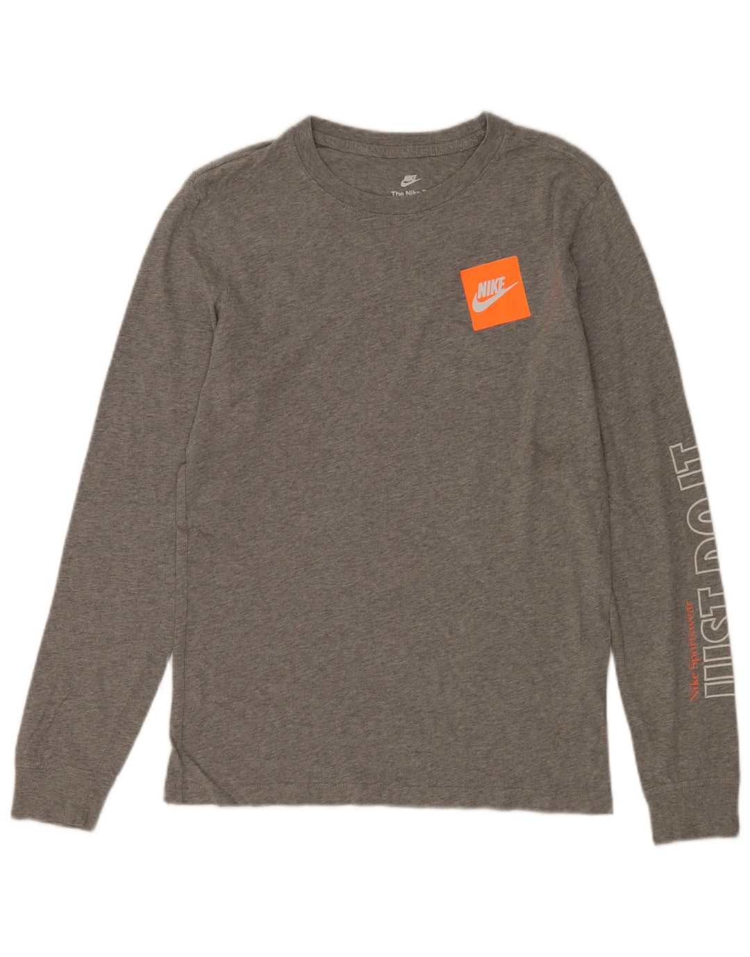 Nike Camiseta gráfica de manga larga para hombre, algodón moteado gris pequeño