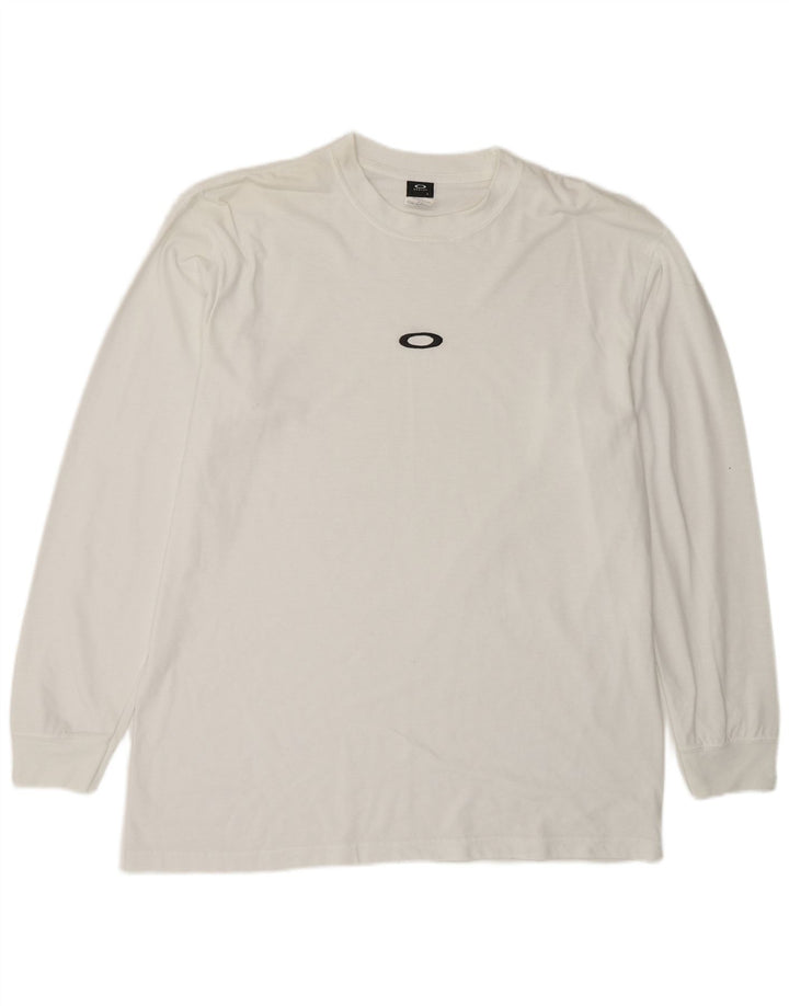 Oakley Hombres Top Manga Larga Grande Poliéster Blanco