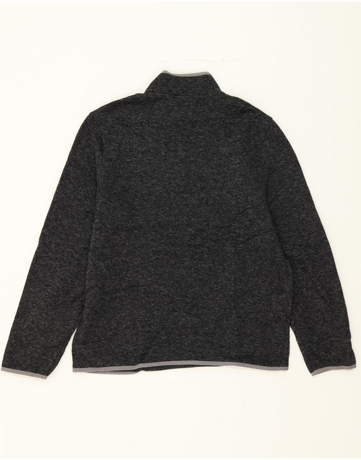 DOCKERS Mens Zip Neck Sweatshirt Jumper Large Black Flecked Polyester Vintage Dockers and Second-Hand Dockers from Messina Hembry 