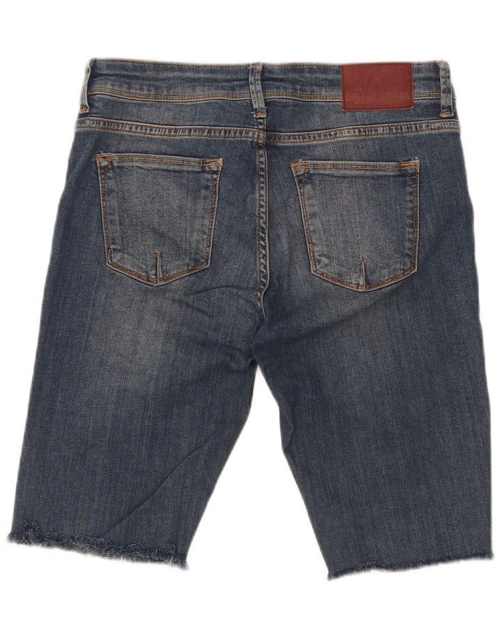 Zara Pantalones cortos de mezclilla desgastados para mujer EU 38 Small W28 Azul