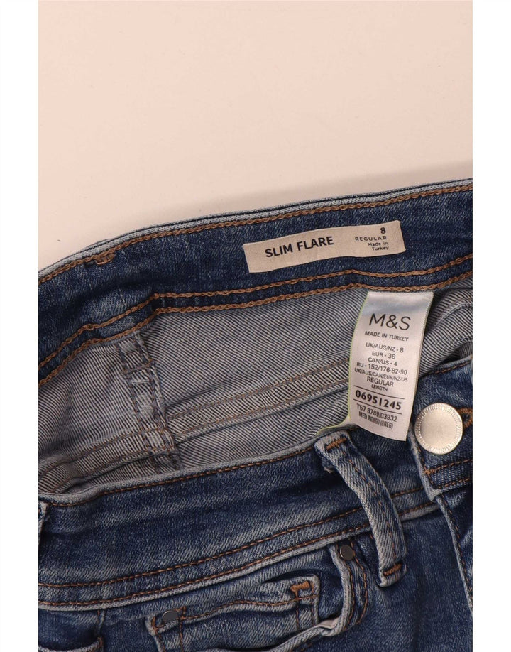 Marks & Spencer Vaqueros acampanados ajustados para mujer UK 8 Small W26 L34 Algodón azul