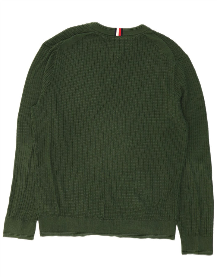 TOMMY HILFIGER Jersey con cuello redondo para hombre, talla grande, algodón verde