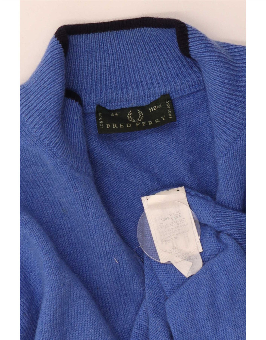 Fred Perry Hombre Jersey Con Cuello Y Cremallera De Lana Azul Medio