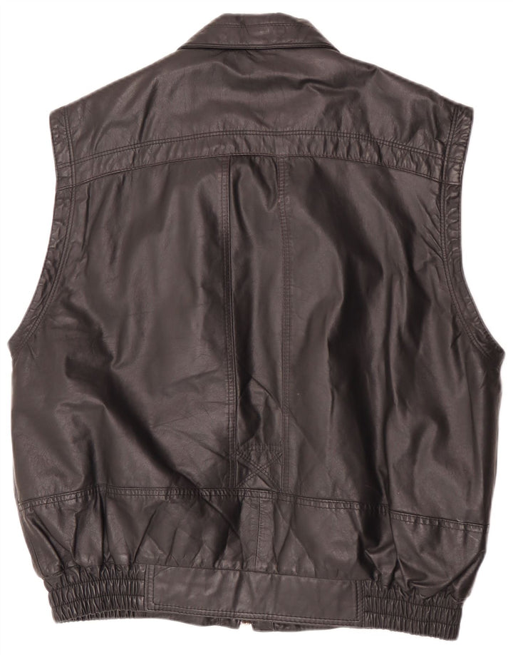 Rover & Lake Chaleco de cuero para hombre IT 50 Grande Negro
