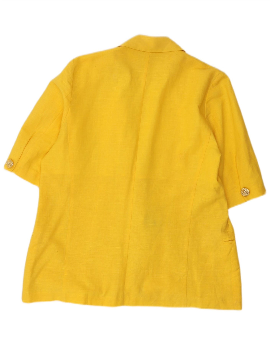 Vintage mujer manga corta 1 botón Blazer chaqueta Reino Unido 14 amarillo medio