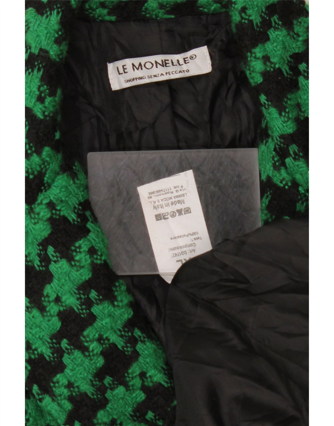 VINTAGE Chaqueta Blazer de 2 Botones para Mujer Reino Unido 18 XL Poliéster de pata de gallo verde