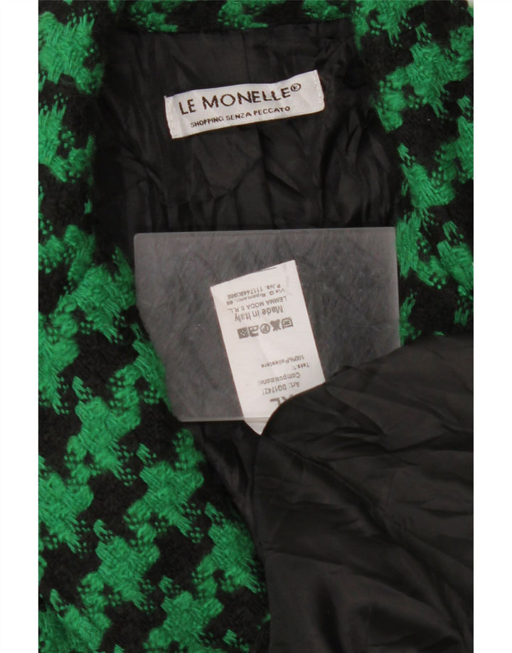 VINTAGE Chaqueta Blazer de 2 Botones para Mujer Reino Unido 18 XL Poliéster de pata de gallo verde