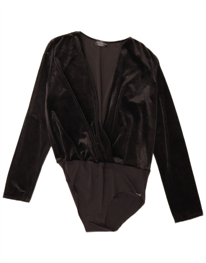 Zara Body De Terciopelo Mujer UK 44 Mediano Poliamida Negro