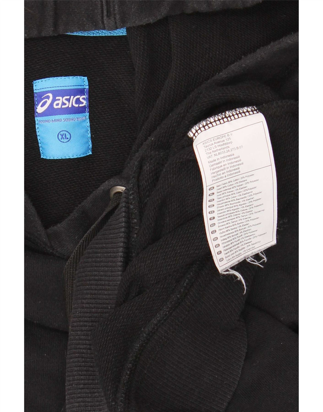 Asics Hombre Sudadera Con Capucha Jumper XL Negro Algodón