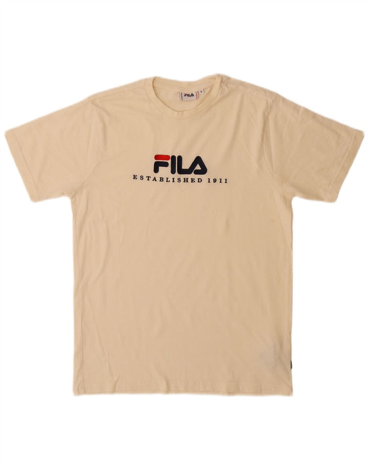 Fila - Camiseta gráfica para hombre, talla pequeña, algodón beige