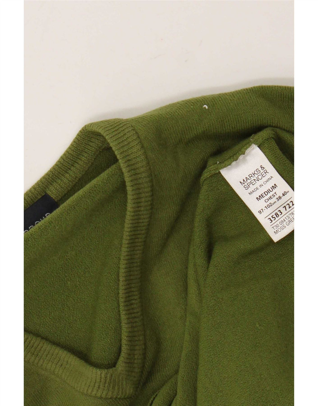 Jersey Marks & Spencer Hombre con Cuello en V Azul Harbor Verde Medio