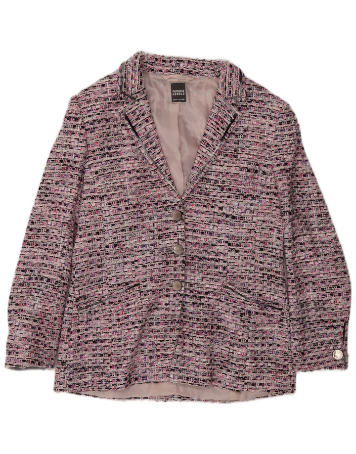 Vintage mujer 3 botones Blazer chaqueta Reino Unido 14 medio rosa moteado