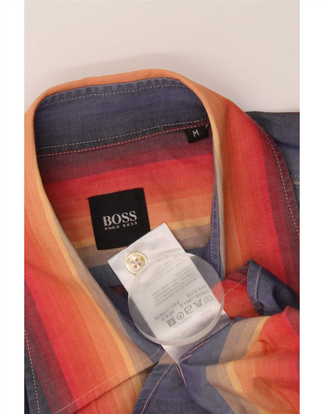 Camisa Hugo Boss Hombre Mediana Algodón Rayas Multicolor