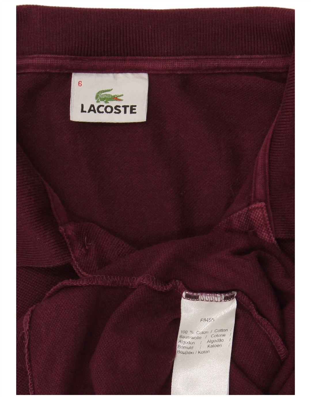 LACOSTE Polo para hombre Talla 6 XL Algodón granate