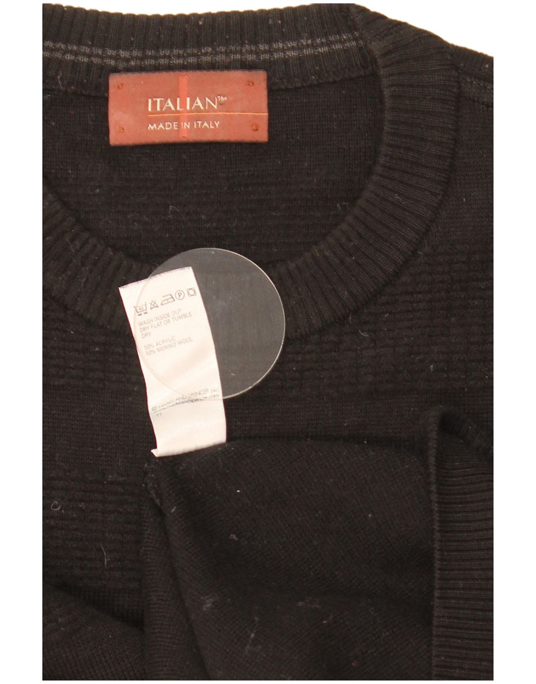 Marks & Spencer - Jersey de cuello redondo para hombre, talla grande, acrílico negro