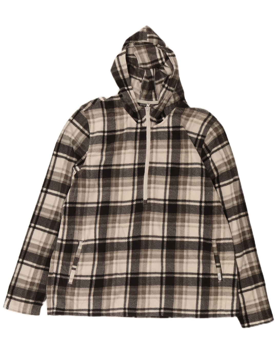 O'Neill Jersey de forro polar con capucha y cuello con cremallera para hombre, 2XL, poliéster a cuadros gris