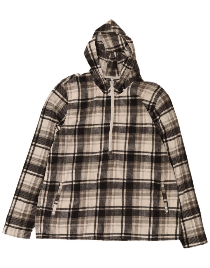 O'Neill Jersey de forro polar con capucha y cuello con cremallera para hombre, 2XL, poliéster a cuadros gris