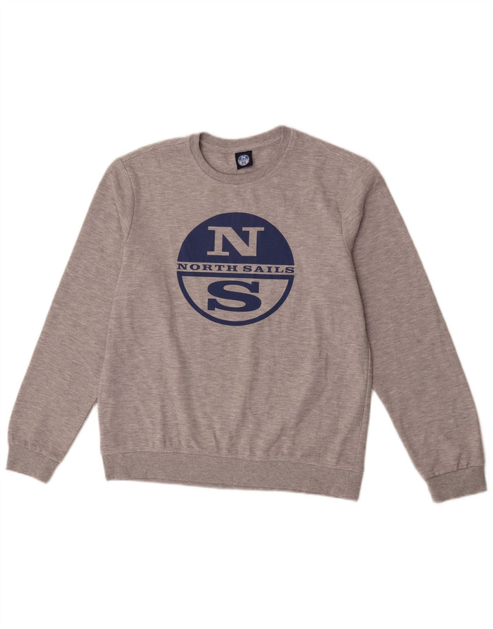 North Sails Hombre Sudadera Gráfica Jersey De Algodón Moteado Gris Medio
