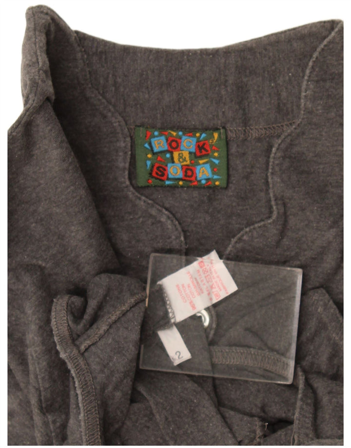 Vintage mujer body UK 12 algodón gris medio