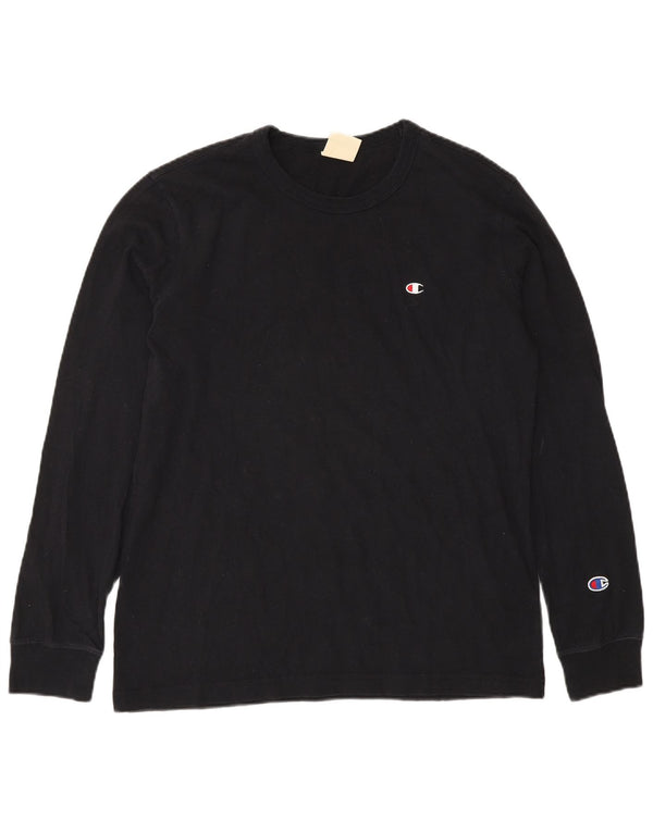 Champion Hombre Camiseta Manga Larga XS Algodón Negro