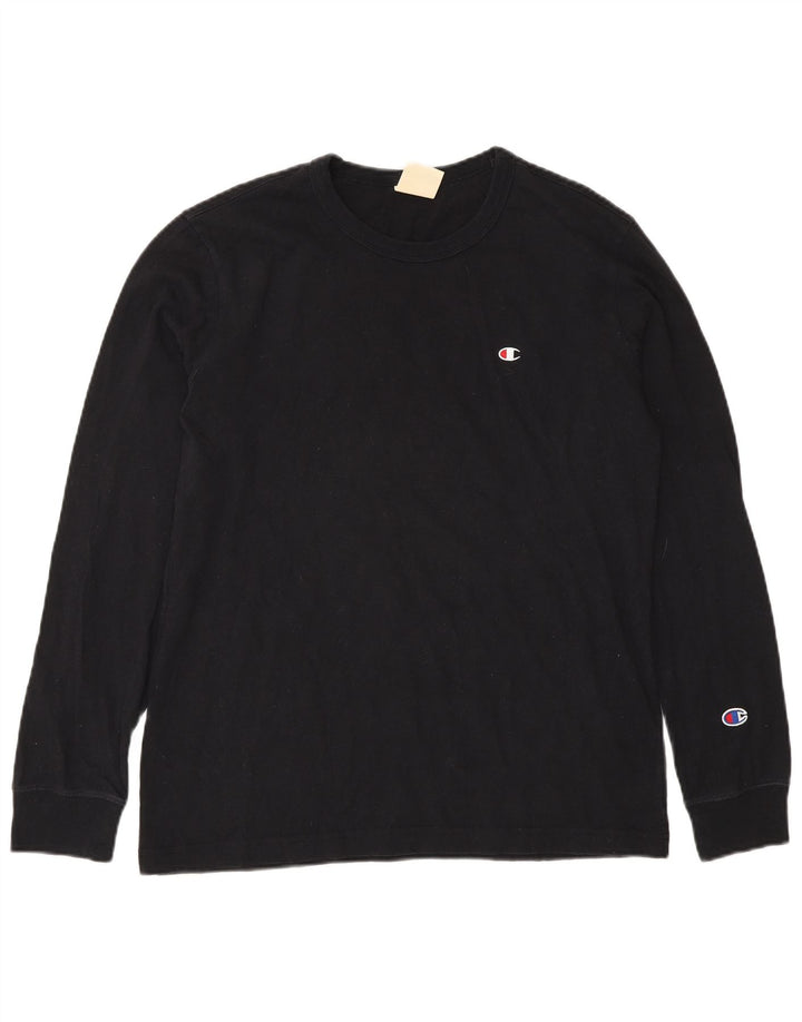 Champion Hombre Camiseta Manga Larga XS Algodón Negro