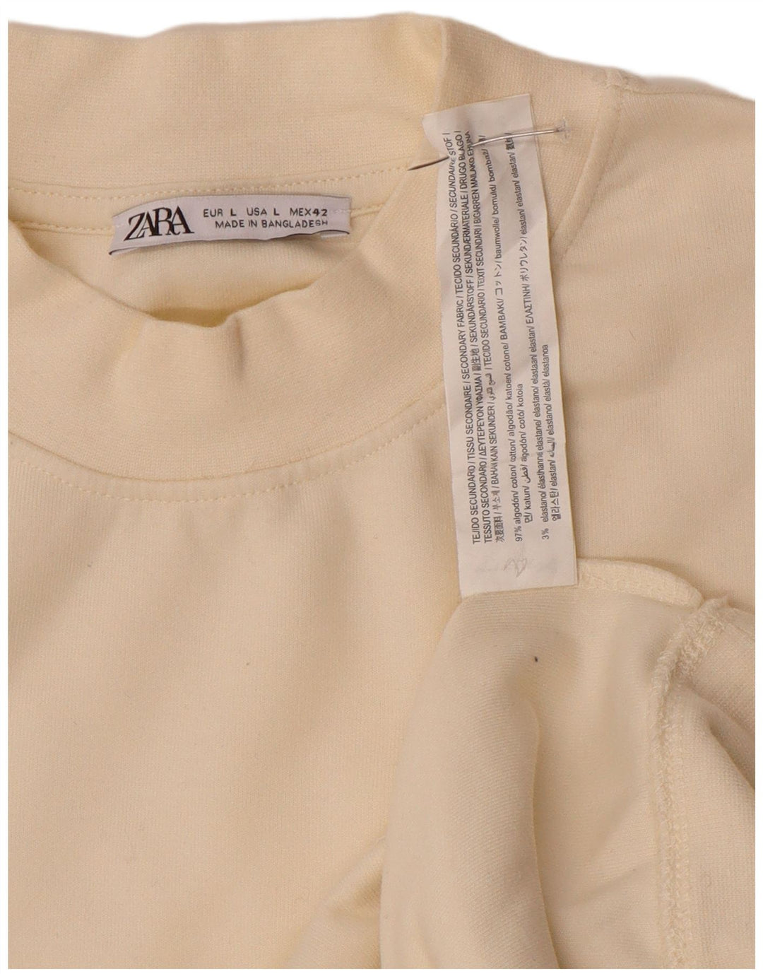 Zara Hombre Sudadera Jumper Large Blanco Roto Algodón