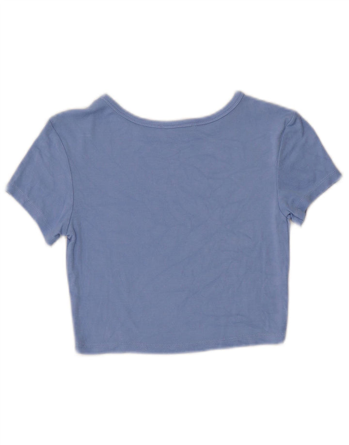 Zara Mujer Crop Camiseta Top UK 40 Azul Medio