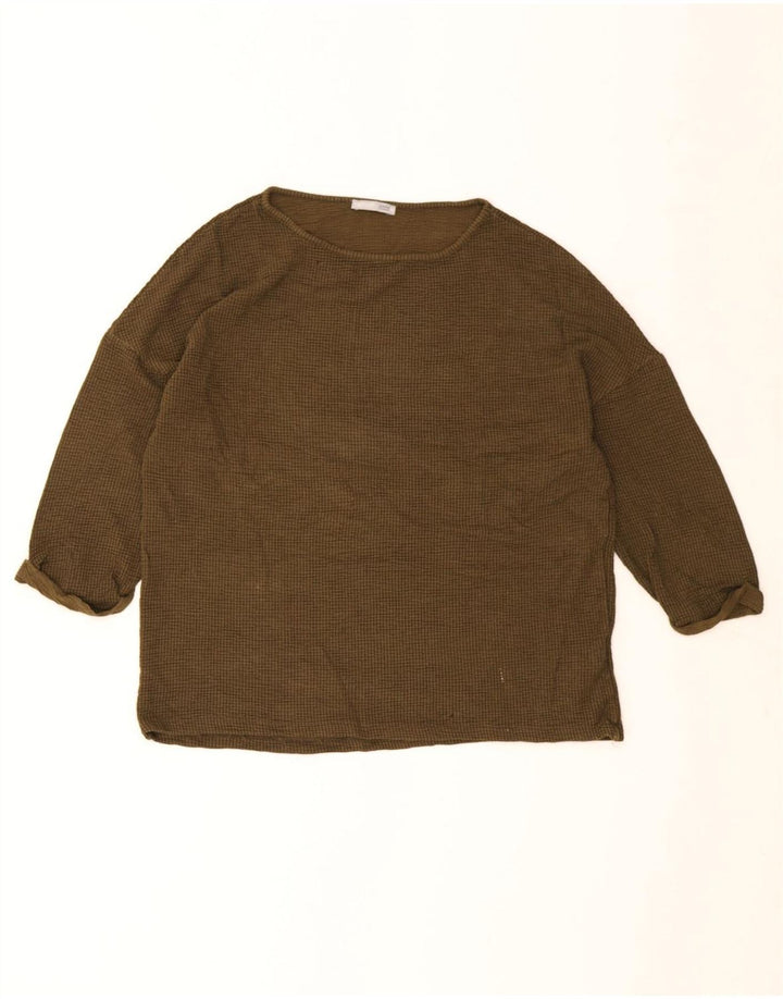 Zara Mujer Top Extragrande Manga 3/4 UK 10 Small Viscosa Marrón