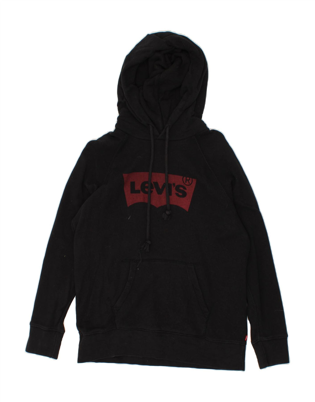 LEVI'S Mens Graphic Hoodie Jumper Small Black Cotton Vintage Levi's and Second-Hand Levi's from Messina Hembry 