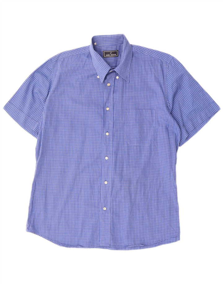 Daniel Hechter Camisa de manga corta para hombre XL Blue Check