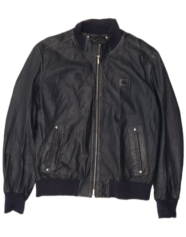 Harmont & Blaine Chaqueta de cuero para hombre UK 40 Large Cuero azul marino