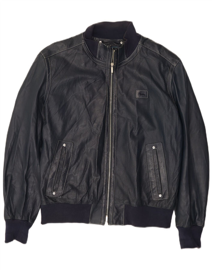 Harmont & Blaine Chaqueta de cuero para hombre UK 40 Large Cuero azul marino