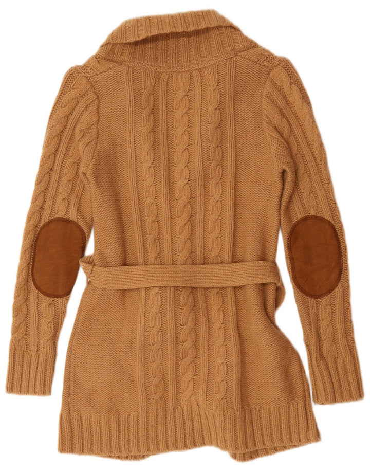 Zara Mujer Cárdigan Suéter UK 10 Small Marrón Nylon