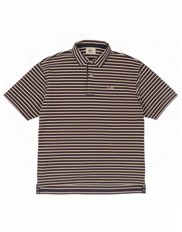 Polo Lacoste para hombre talla 5 grande algodón a rayas azul marino