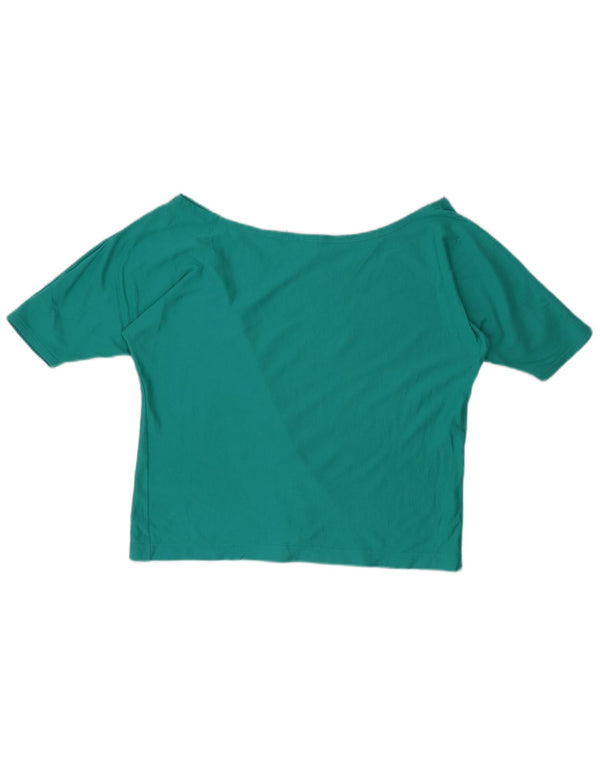 BENETTON Camiseta corta para mujer UK 44 Algodón turquesa mediano