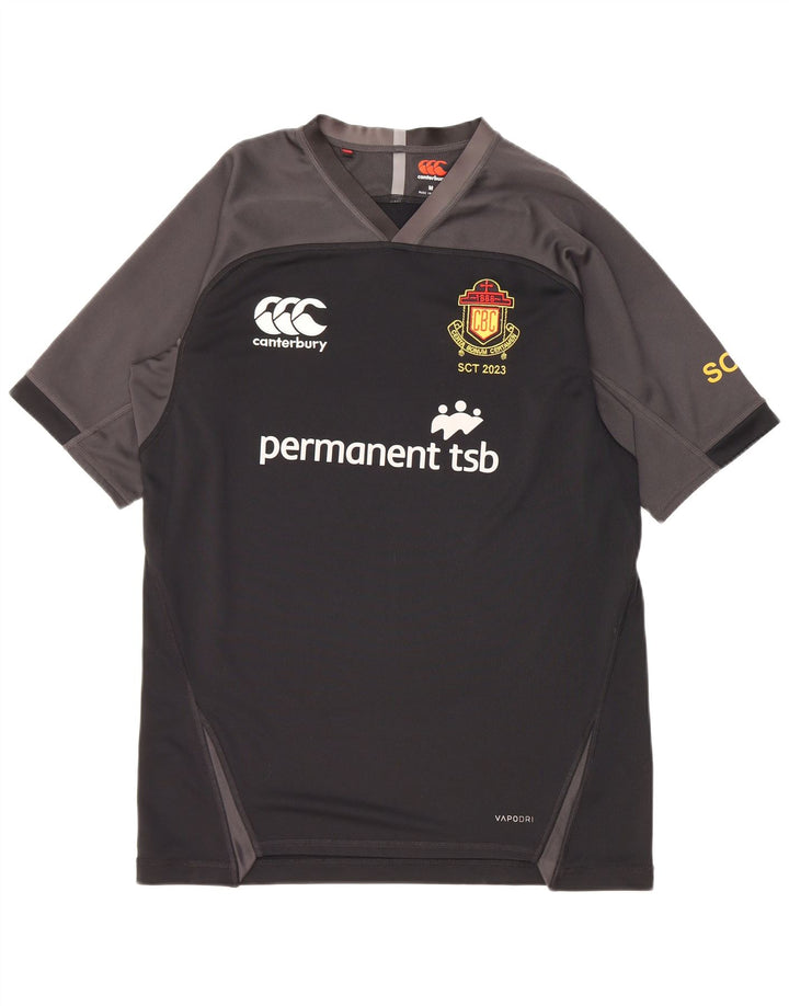 Canterbury - Camiseta gráfica para hombre, parte superior mediana, color negro, poliéster