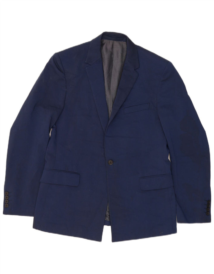 Marks & Spencer Chaqueta tipo blazer con 1 botón para hombre, talla 40, talla grande, azul marino, clásica