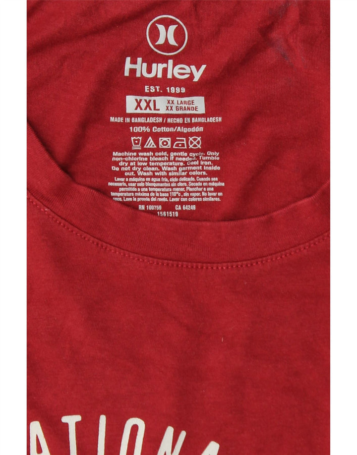 HURLEY Camiseta gráfica para hombre Top 2XL Algodón rojo