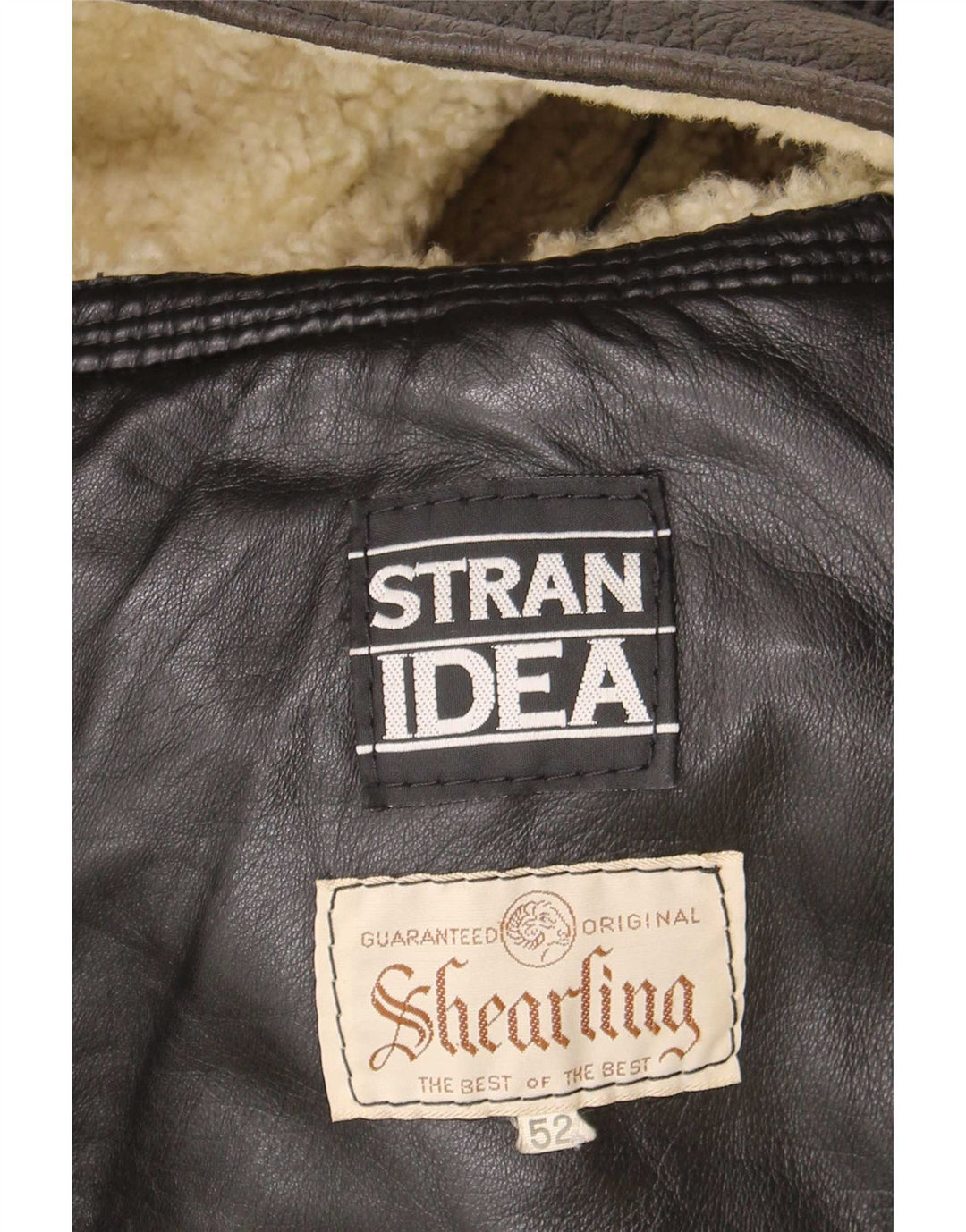 Chaqueta de piel de oveja vintage para hombre IT 52 XL cuero marrón