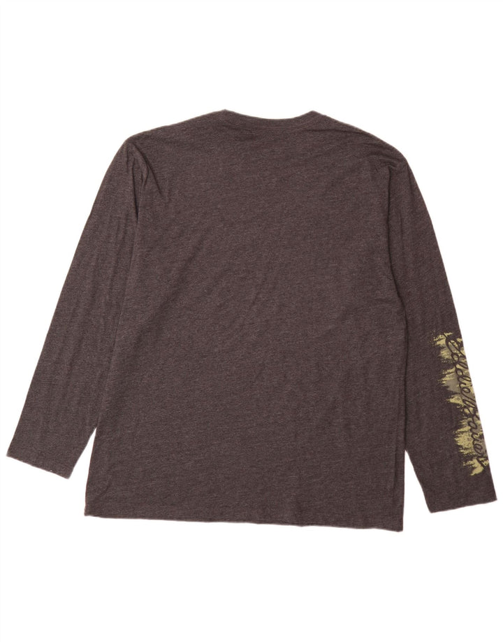 Eddie Bauer Top gráfico para hombre de manga larga de algodón moteado gris grande