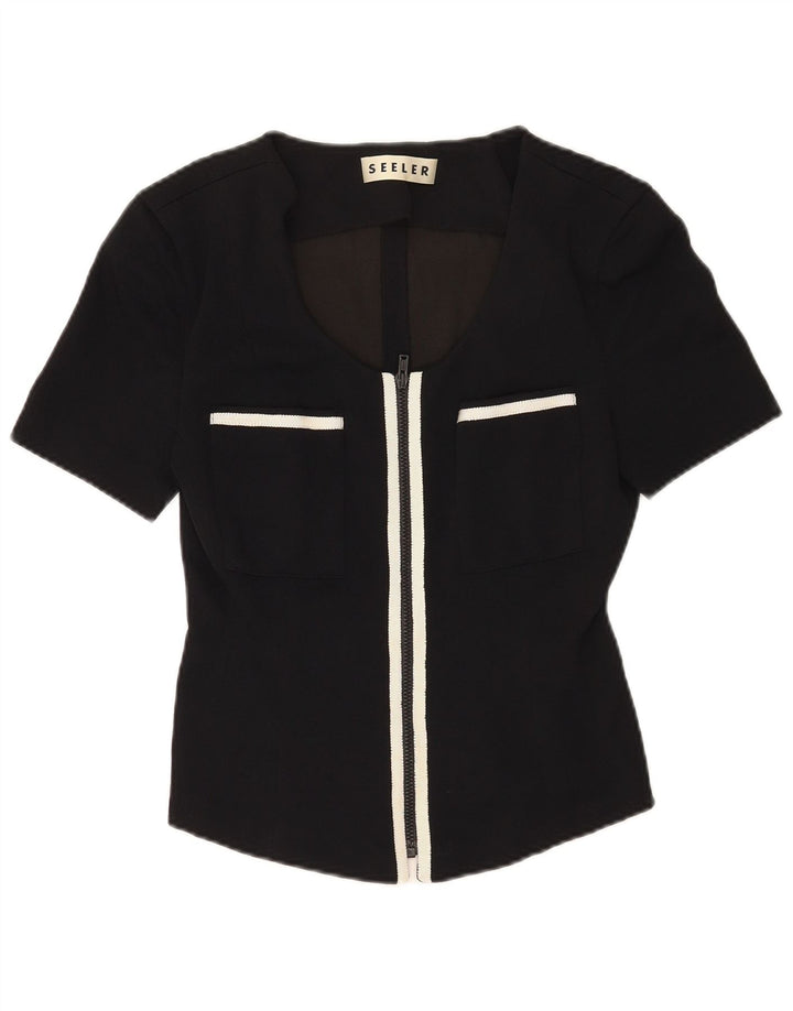 Seeler Blusa de manga corta para mujer EU 36 Small Viscosa negra