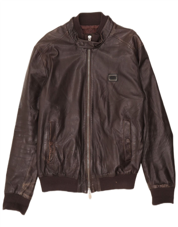 Antony Morato Cazadora de Piel Hombre UK 40 Large Piel Marrón