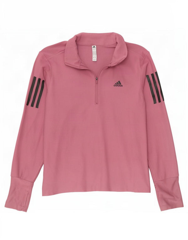 Adidas Mujer Aeroready Zip Neck Chándal Top UK 4/6 XS Rosa