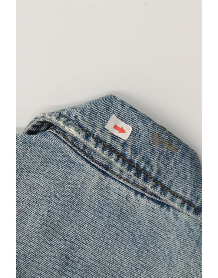 Zara Mujer Chaqueta Vaquera Desgastada UK 44 Azul Medio