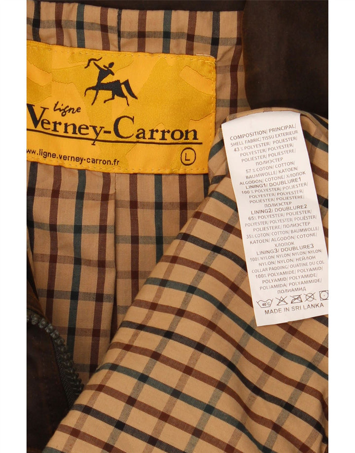 Verney Carron Chaqueta de algodón encerado para hombre Reino Unido 40 Poliéster marrón grande